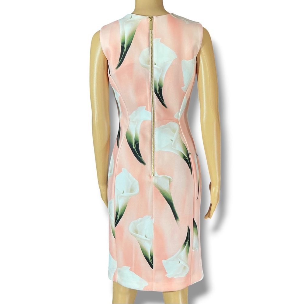 Sleeveless Pink Calla Lily Midi Dress - Picture 4 of 13